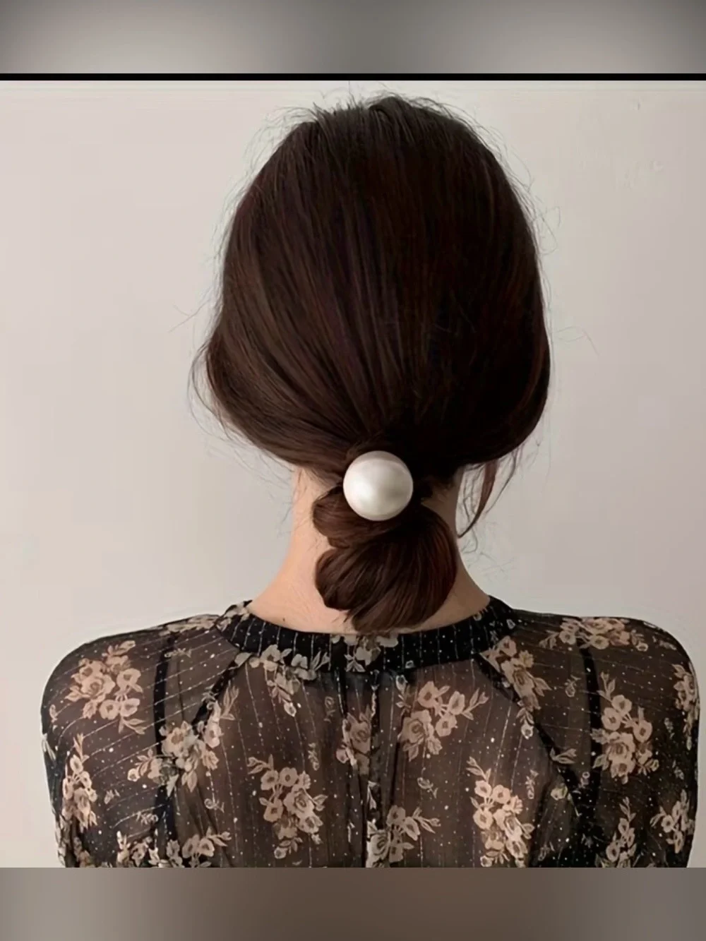 Elegant Pearl Duo Hair Tie - White Pearlescent Accent set of 2